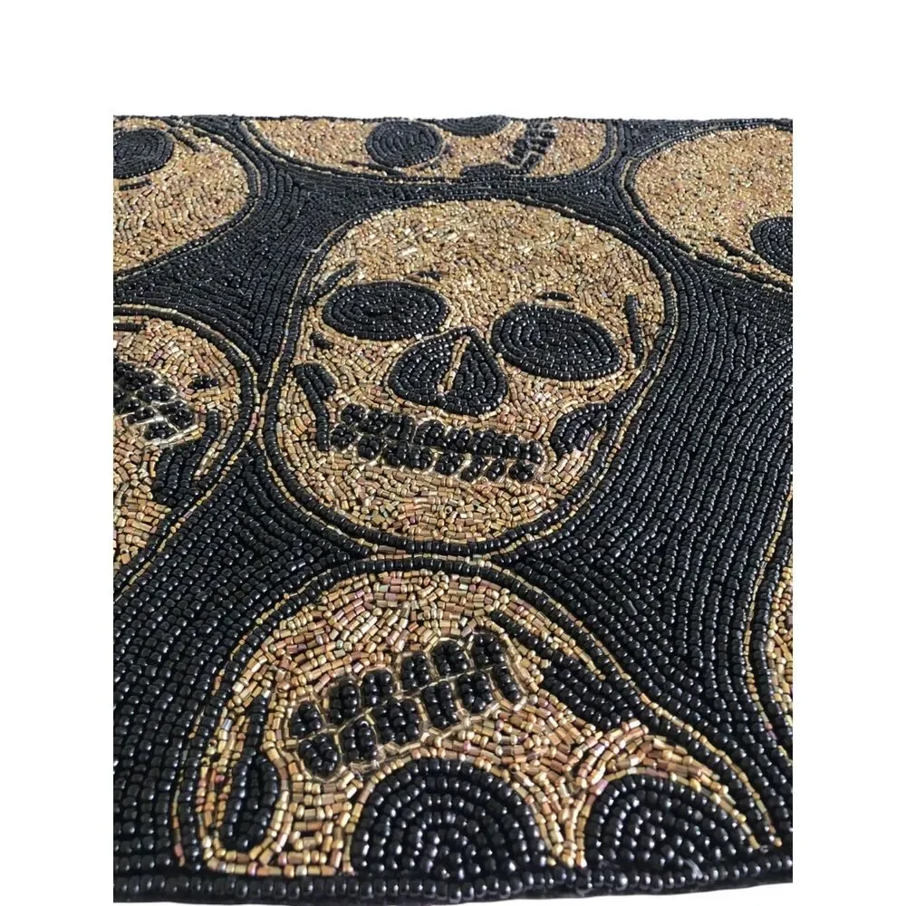 Nicole Miller Home Beaded Centerpiece Skull Heavyweight 13